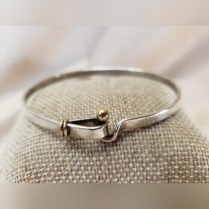 Tiffany & Co. Hook & Eye Bangle Bracelet 18K Yellow Gold 750 ＆ Silver 925